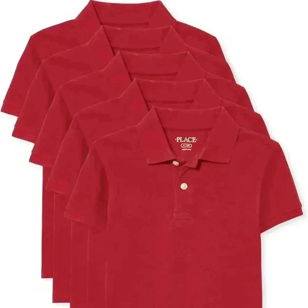 NWT: Red Polo Shirts- Bundles of FIVE shirts- girls/boys/size 5/7/8/10/12/14
